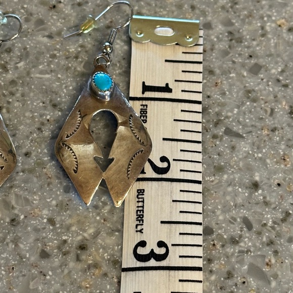 Native American Sterling Silver & Sleeping Beauty Turquoise Earrings - Picture 8 of 10